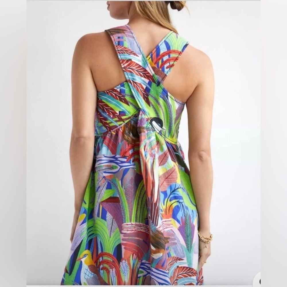 Anthropologie the art of Orange Sigal Tropical print Dress - Picture 3 of 14